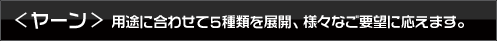 ＜ヤーン＞ 用途に合わせて5種類を展開、様々なご要望に応えます。